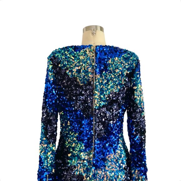 Fashion Nova Blue Sequin Mini Party Dress M - Picture 6 of 7